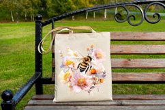 Bee and Flowers Watercolor Sublimation Clipart Product Image 2