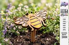 Bee Watering Cup Stakes Laser Cut | Flower and Honeycomb SVG Product Image 3