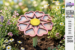 Bee Watering Cup Stakes Laser Cut | Flower and Honeycomb SVG Product Image 1