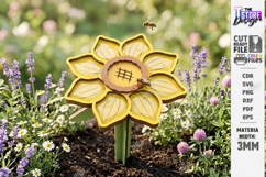 Bee Watering Cup Stakes Laser Cut | Flower and Honeycomb SVG Product Image 7