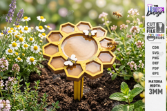 Bee Watering Cup Stakes Laser Cut | Flower and Honeycomb SVG Product Image 8