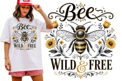 Bee Wild and Free Vintage Floral Bumble Bee Graphic Shirt Product Image 1
