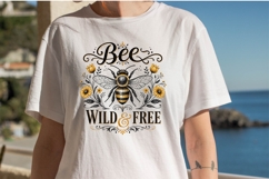 Bee Wild and Free Vintage Floral Bumble Bee Graphic Shirt Product Image 2
