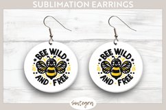 Bee Wild &amp; Free v2 Round Earrings Sublimation Product Image 1