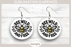 Bee Wild &amp; Free v3 Round Earrings Sublimation Product Image 1