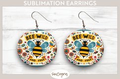Bee Wild &amp; Free v6 Round Earrings Sublimation Product Image 1