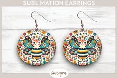 Bee Wild &amp; Free v7 Round Earrings Sublimation Product Image 1