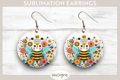 Bee Wild &amp; Free v8 Round Earrings Sublimation Product Image 1