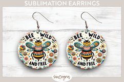 Bee Wild &amp; Free v9 Round Earrings Sublimation Product Image 1