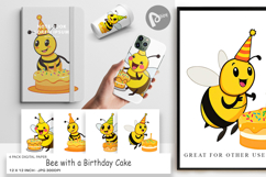 Digital Paper Bee with Birthday Cake Product Image 1