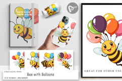 Digital Paper Bee with Balloons Product Image 1