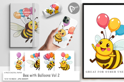 Digital Paper Bee with Balloons Product Image 1