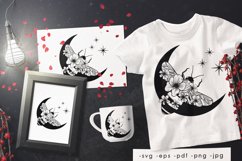 Boho illustration / Bee With Flowers On Moon Product Image 1