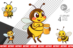 Bee with Honey Jar Clipart Product Image 1