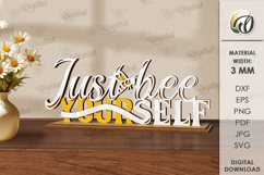 Bee word stand Laser Cut. Just bee yourself SVG Product Image 1