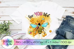 Honey Bee With Flowers Sublimation | Honey Comb PNG Product Image 1