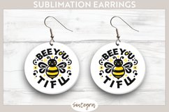 Bee You tiful v1 Round Earrings Sublimation Product Image 1