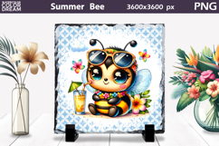 Summer Bee with Plumeria Slate | Tropical Animal Sublimation Product Image 1