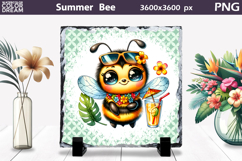 Summer Bee with Plumeria Slate | Tropical Animal Sublimation Product Image 1