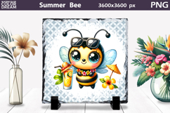 Summer Bee with Plumeria Slate | Tropical Animal Sublimation Product Image 1