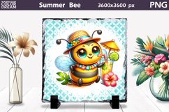 Summer Bee with Plumeria Slate | Tropical Animal Sublimation Product Image 1