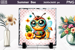 Summer Bee with Plumeria Slate | Tropical Animal Sublimation Product Image 1