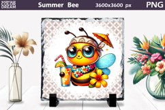 Summer Bee with Plumeria Slate | Tropical Animal Sublimation Product Image 1