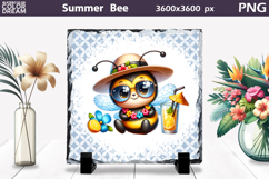 Summer Bee with Plumeria Slate | Tropical Animal Sublimation Product Image 1