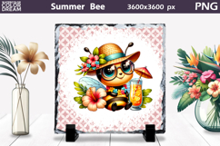 Summer Bee with Plumeria Slate | Tropical Animal Sublimation Product Image 1