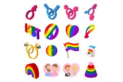 Gays cartoon icons set Product Image 1