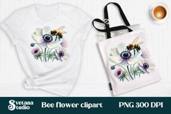 Bee flower clipart PNG design | Summer flower sublimation Product Image 1