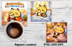 Funny bees coffee square coaster | Coffee mood bees coaster Product Image 1
