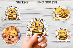 Coffee mood funny bees stickers printable | Bee Stickers PNG Product Image 1