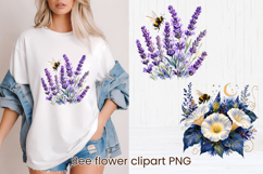 Cute bee flower summer clipart PNG design Product Image 1