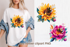 Cute bee flower summer clipart PNG design Product Image 1