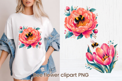 Cute bee flower summer clipart PNG design Product Image 1