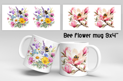 Bee flower mug wrap sublimation | Summer mug background Product Image 1