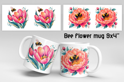 Bee flower mug wrap sublimation | Summer mug background Product Image 1