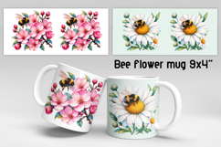 Bee flower mug wrap sublimation | Summer mug background Product Image 1