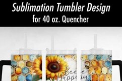 Bee Happy Sunflower 40 oz Sublimation Tumbler Design Product Image 3