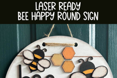 Bee Happy Honeycomb Round Door Hanger | Cute Bee Laser SVG Product Image 4