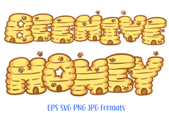 Beehive Honey Letters Font Cartoon Bees ABC PNG Type by Squeeb Creative