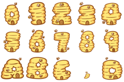 Beehive Honey Letters Font Cartoon Bees ABC PNG Type Product Image 2
