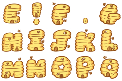 Beehive Honey Letters Font Cartoon Bees ABC PNG Type Product Image 3