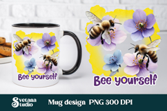 Bee flower honeycomb mug wrap | Mug sublimation wrap design Product Image 1