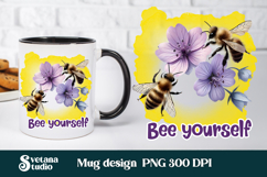 Bee flower honeycomb mug wrap | Mug sublimation wrap design Product Image 1