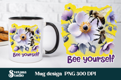 Bee flower honeycomb mug wrap | Mug sublimation wrap design Product Image 1