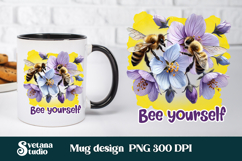 Bee flower honeycomb mug wrap | Mug sublimation wrap design Product Image 1