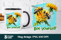 Bee flower honeycomb mug wrap | Mug sublimation wrap design Product Image 1