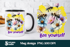 Bee flower honeycomb mug wrap | Mug sublimation wrap design Product Image 1